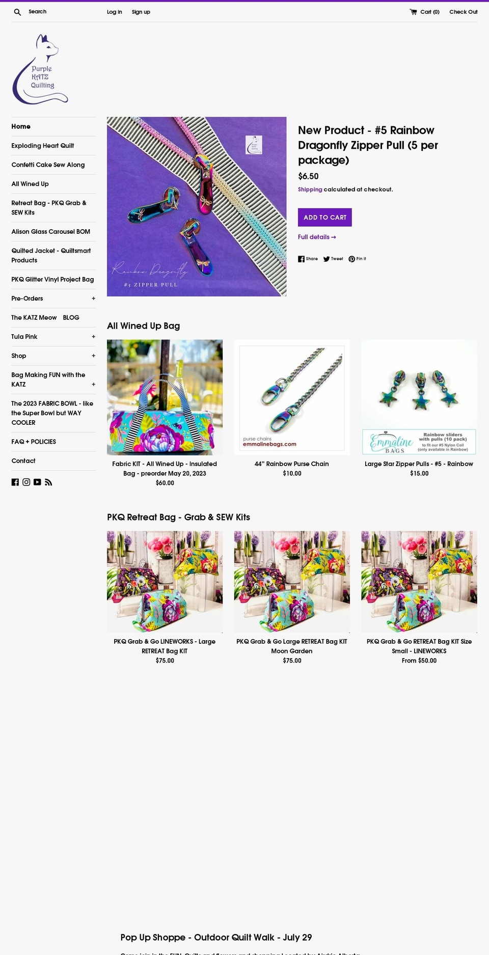 purplekatzquilting.com shopify website screenshot