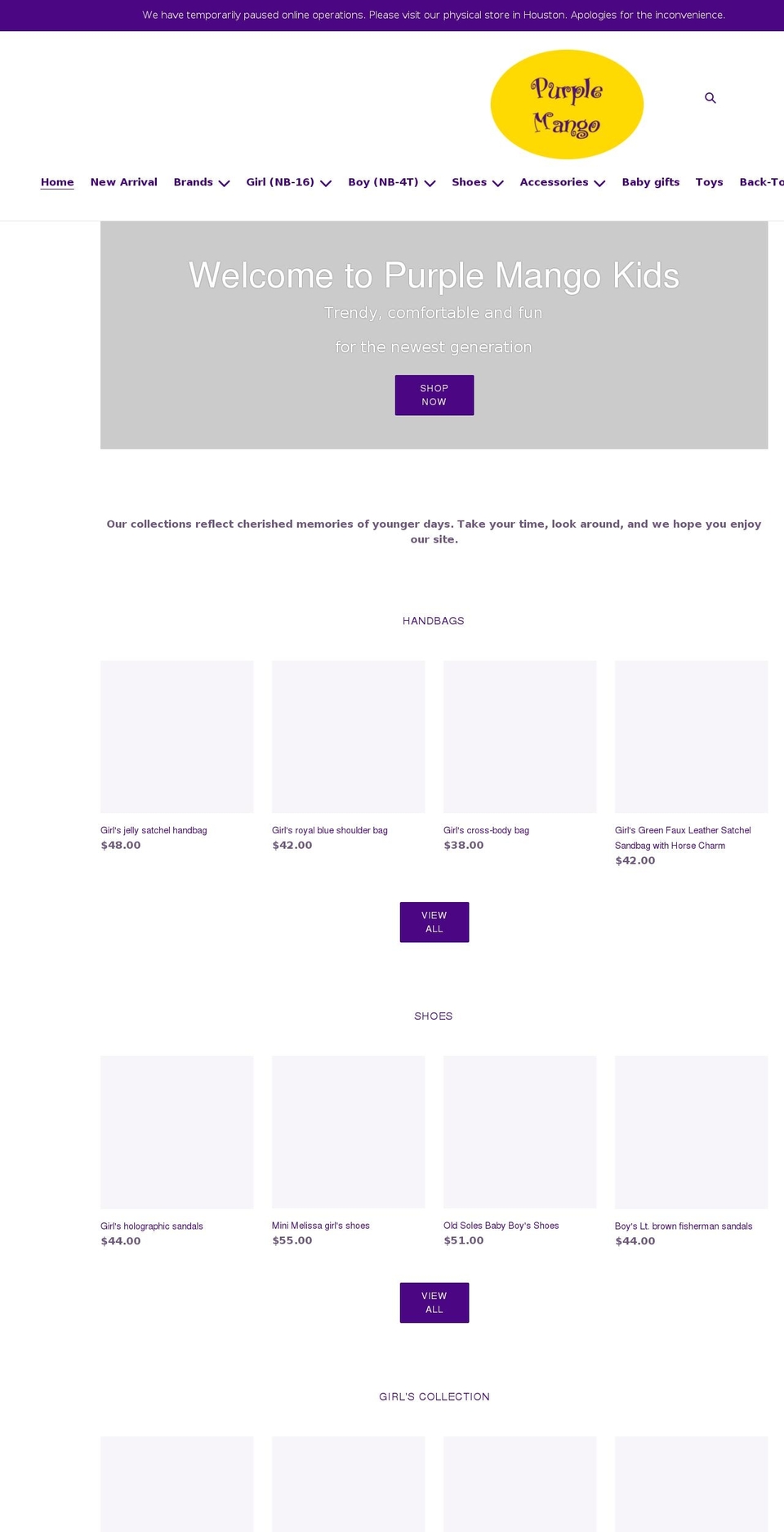 purplemangokids.com shopify website screenshot