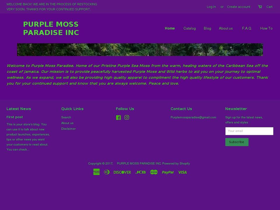purplemossparadise.com shopify website screenshot