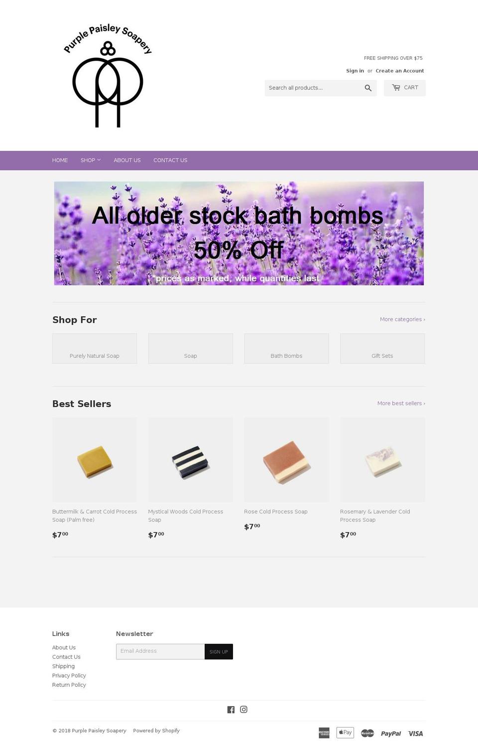 purplepaisleysoapery.com — Shopify storefront screenshot