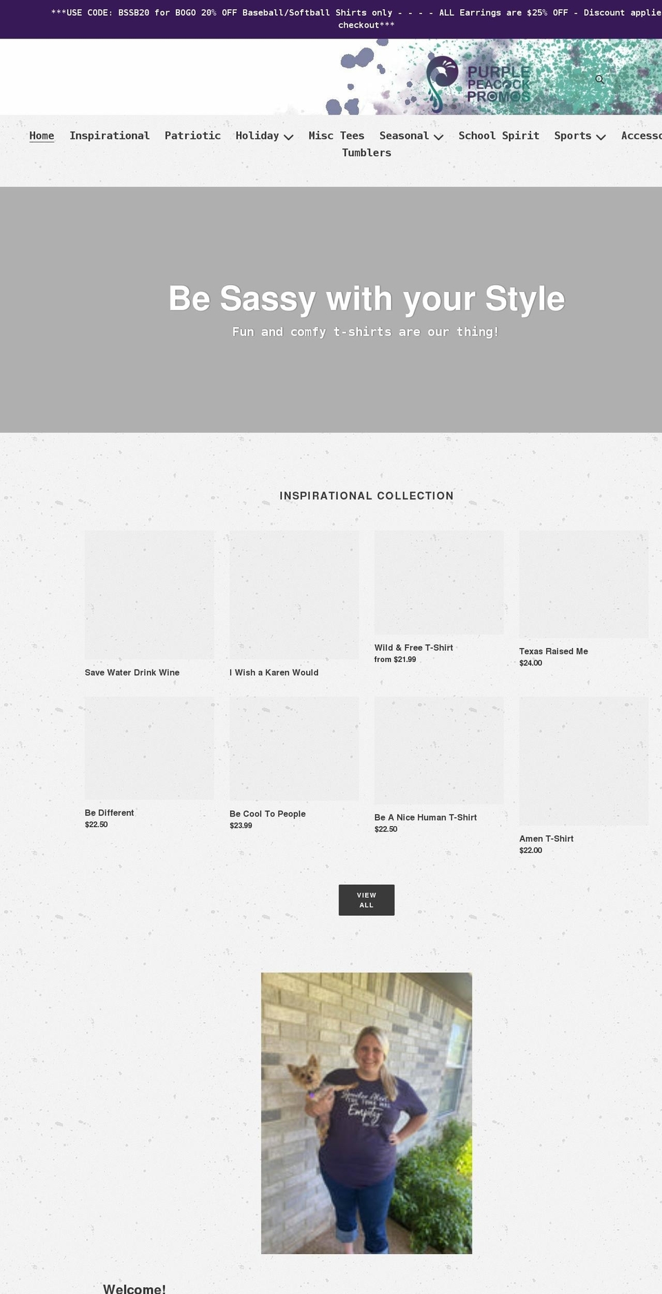 purplepeacockpromos.com shopify website screenshot