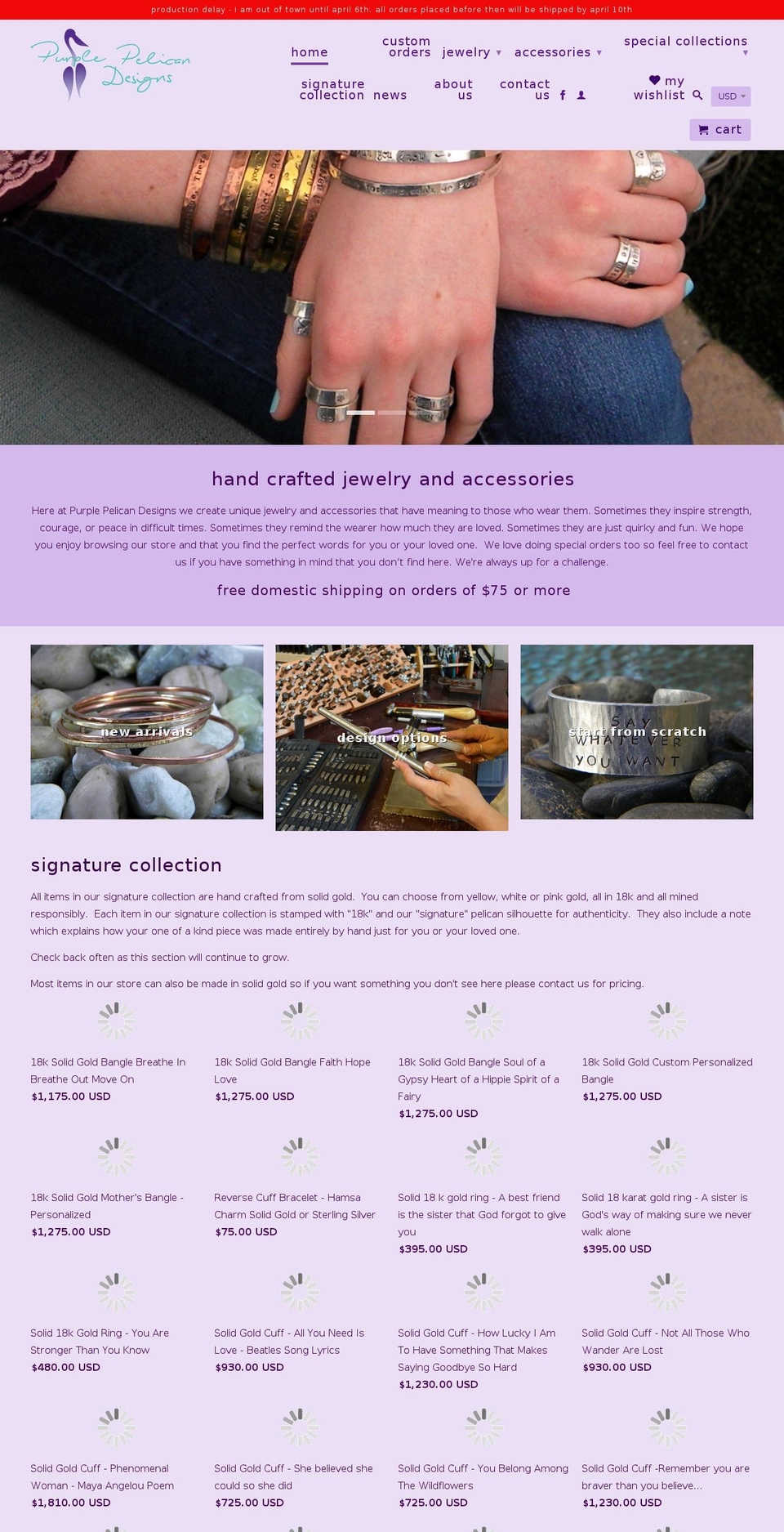 purplepelicandesigns.com shopify website screenshot