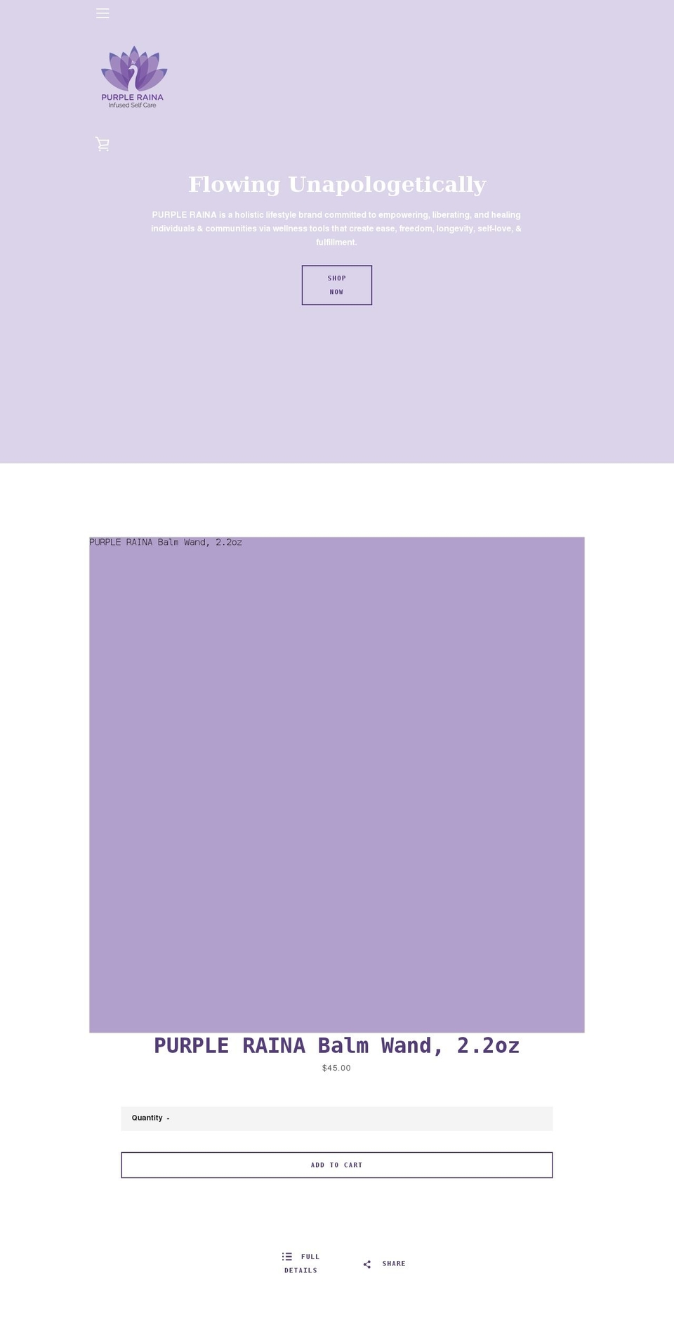 purpleraina.com shopify website screenshot