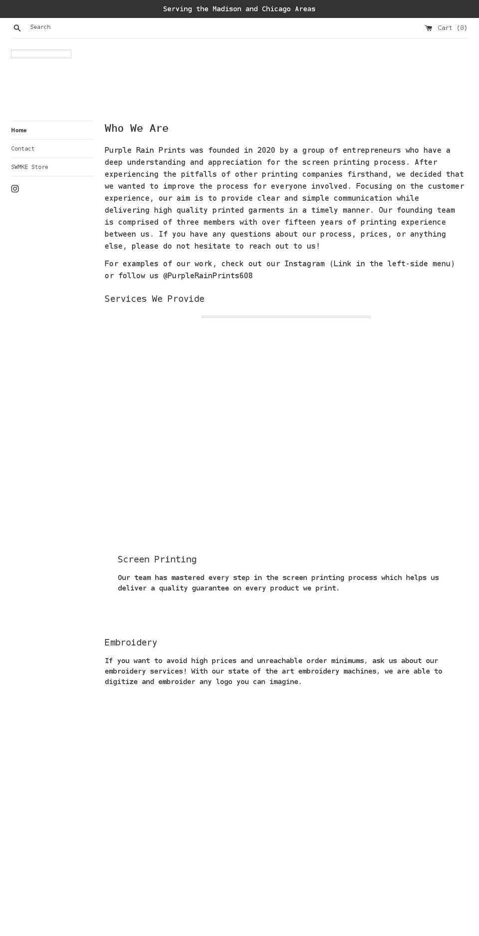 purplerainprints.com shopify website screenshot