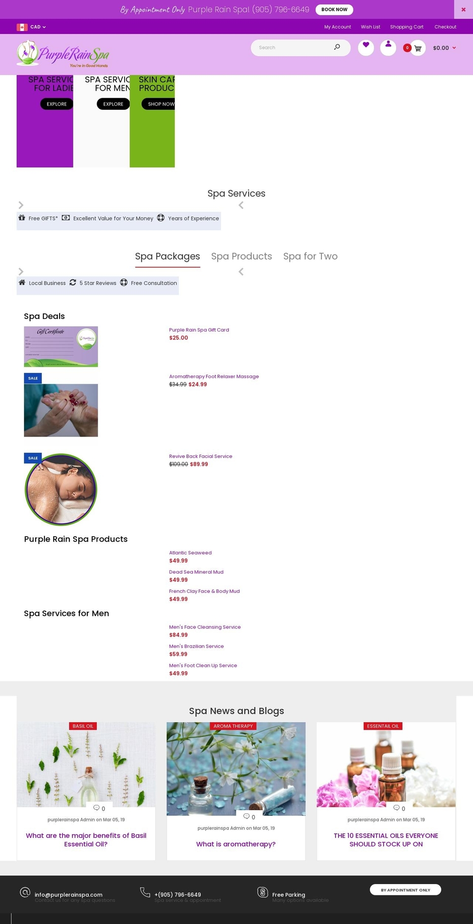 purplerainspa.com shopify website screenshot