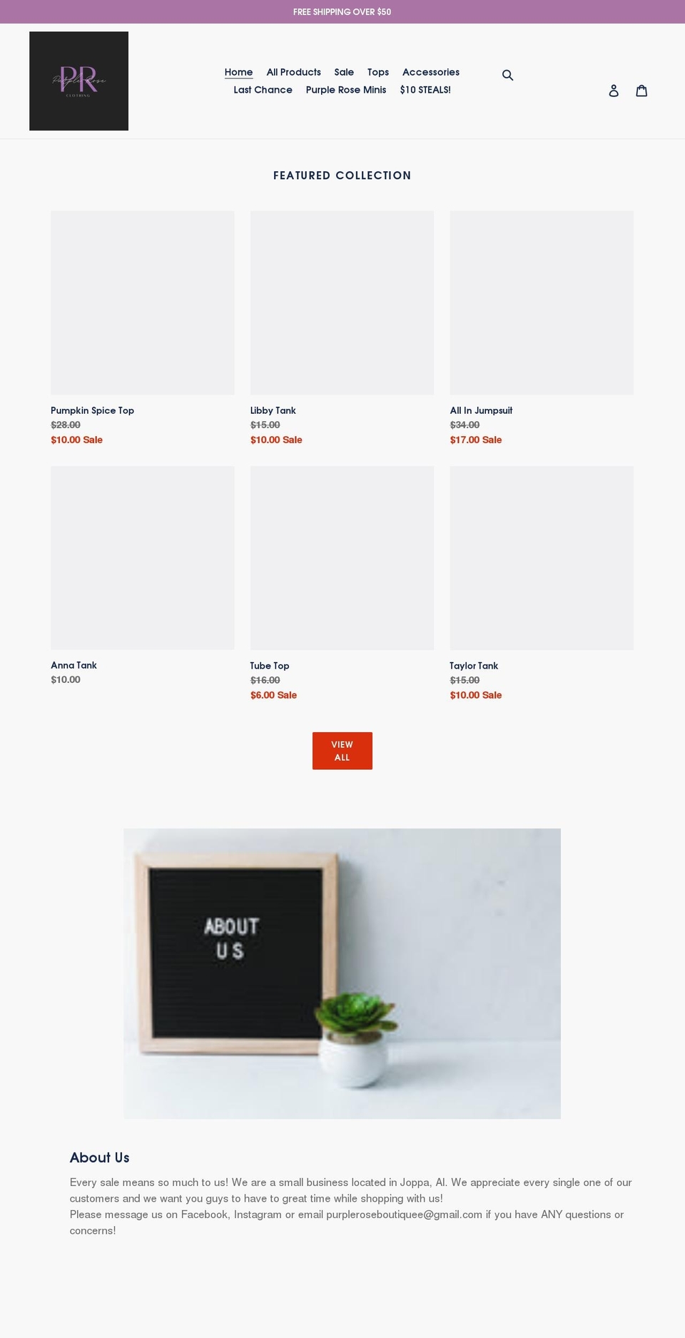 purpleroseclothing.com shopify website screenshot