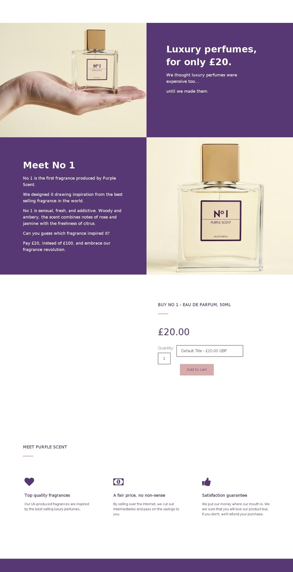 purplescent.com — Shopify storefront screenshot