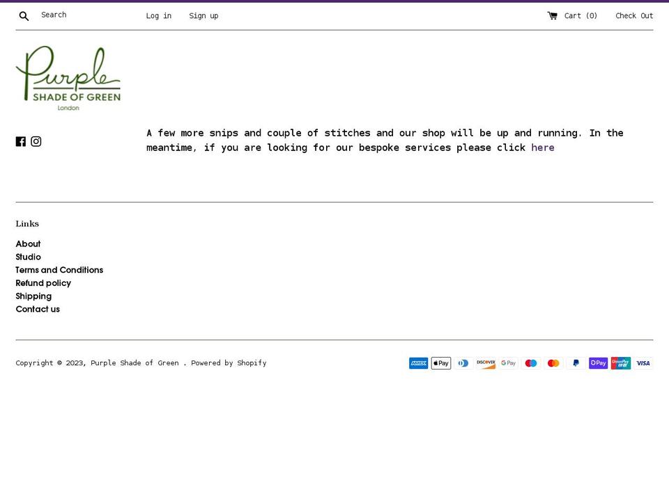 purpleshadeofgreen.com shopify website screenshot