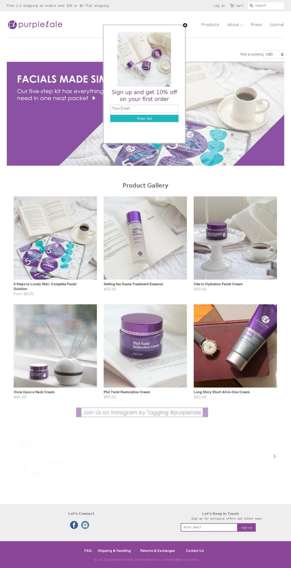 purpletale.com shopify website screenshot