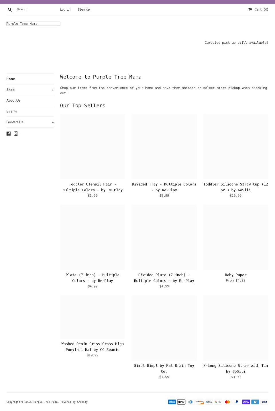 purpletreemama.com shopify website screenshot