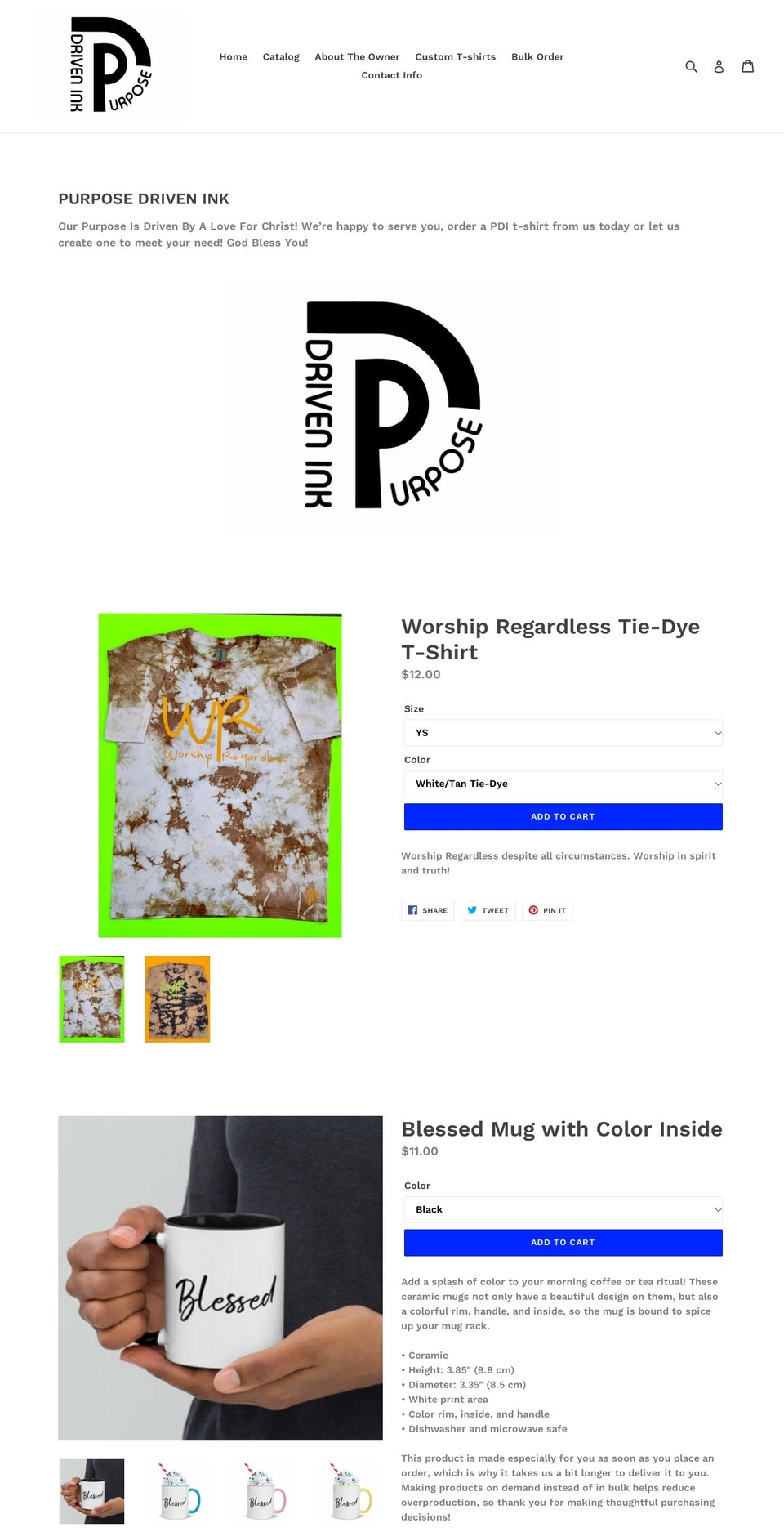 purposedrivenink.com — Shopify storefront screenshot