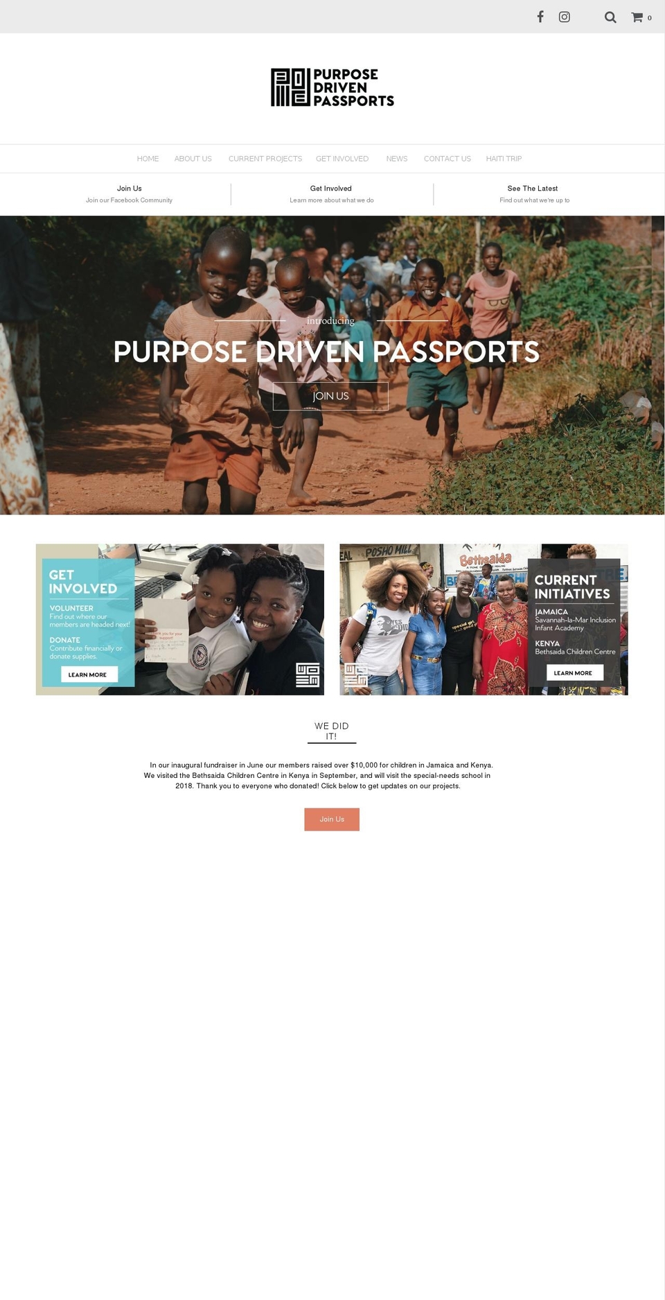 purposedrivenpassports.org shopify website screenshot