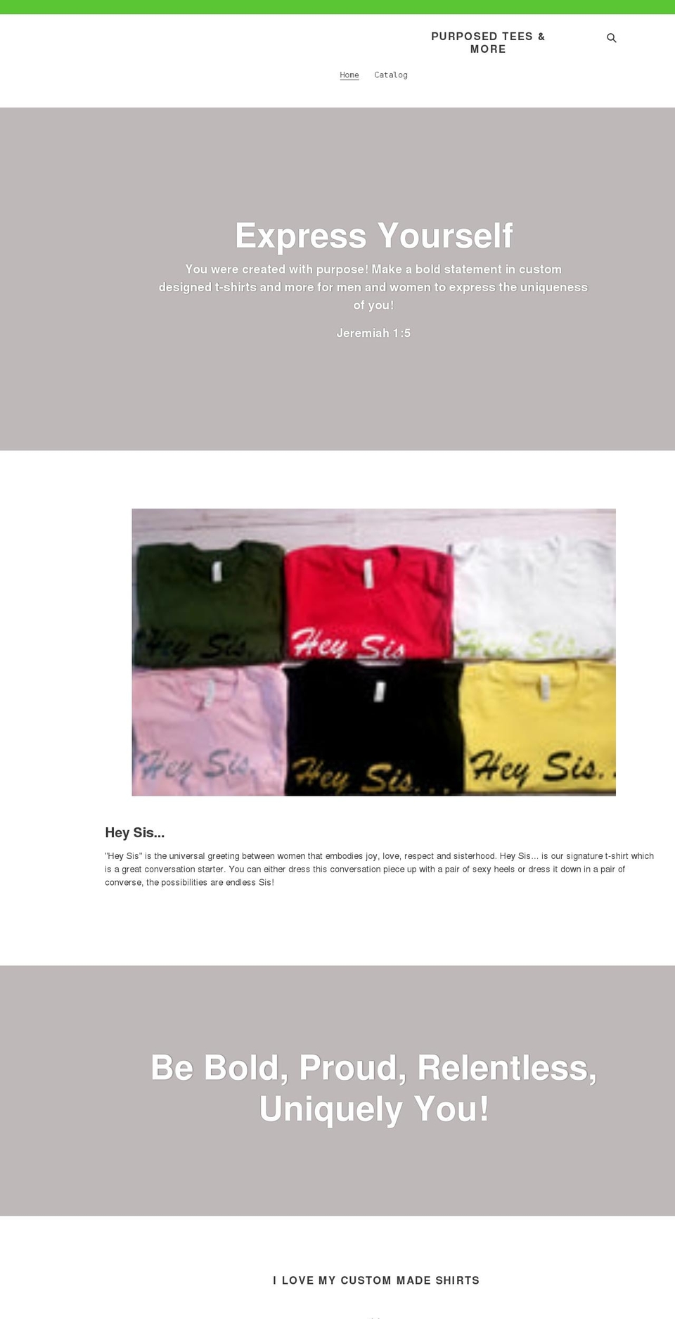 purposedteesandmore.com shopify website screenshot