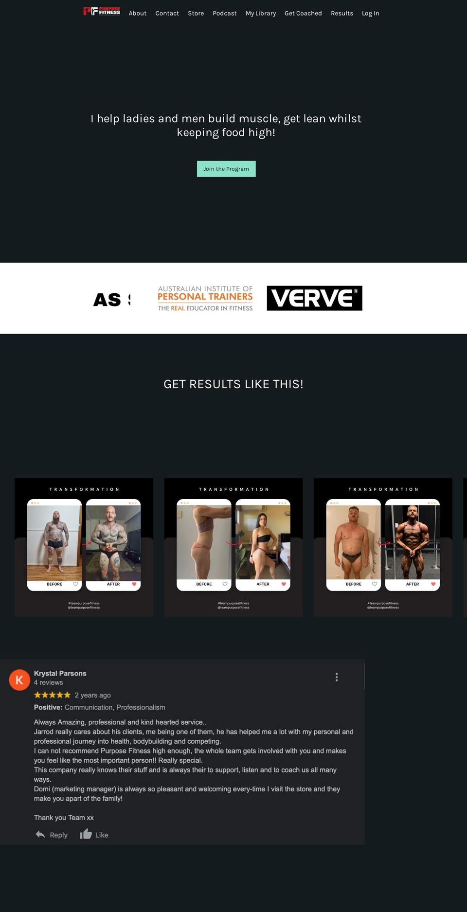 purposefitnessaustralia.com.au shopify website screenshot