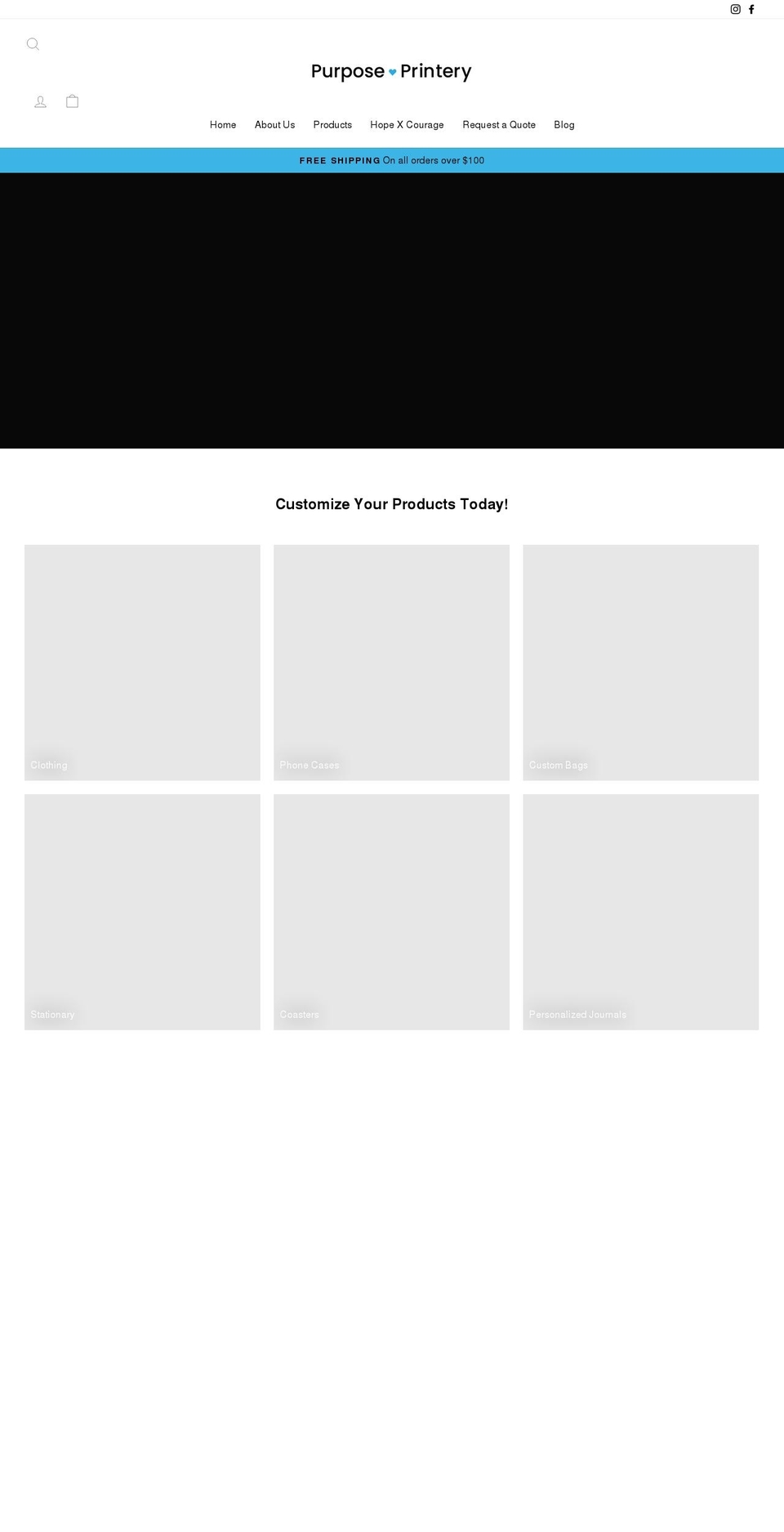 purposeprintery.com shopify website screenshot