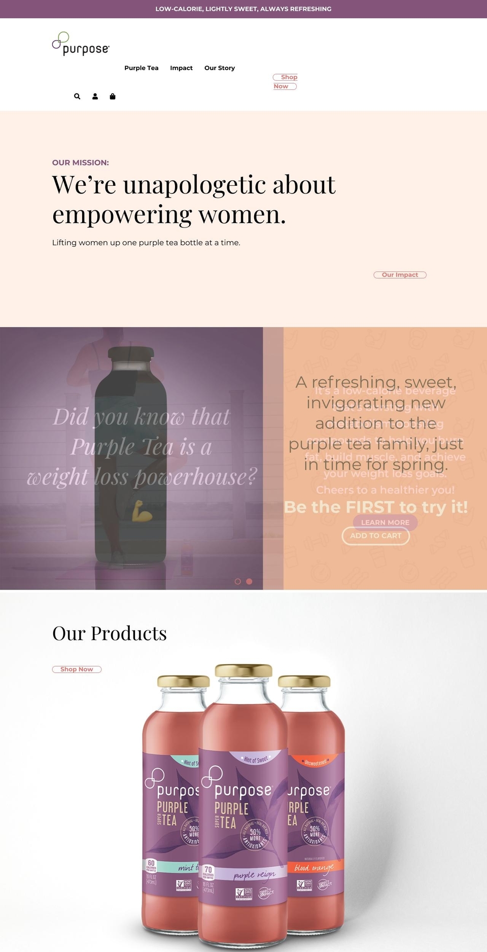 purposetea.com shopify website screenshot