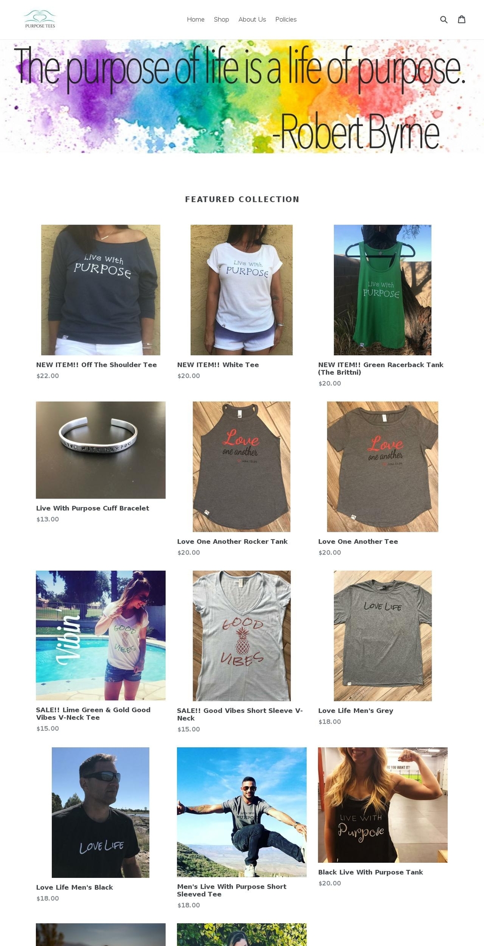 purposetees.net shopify website screenshot
