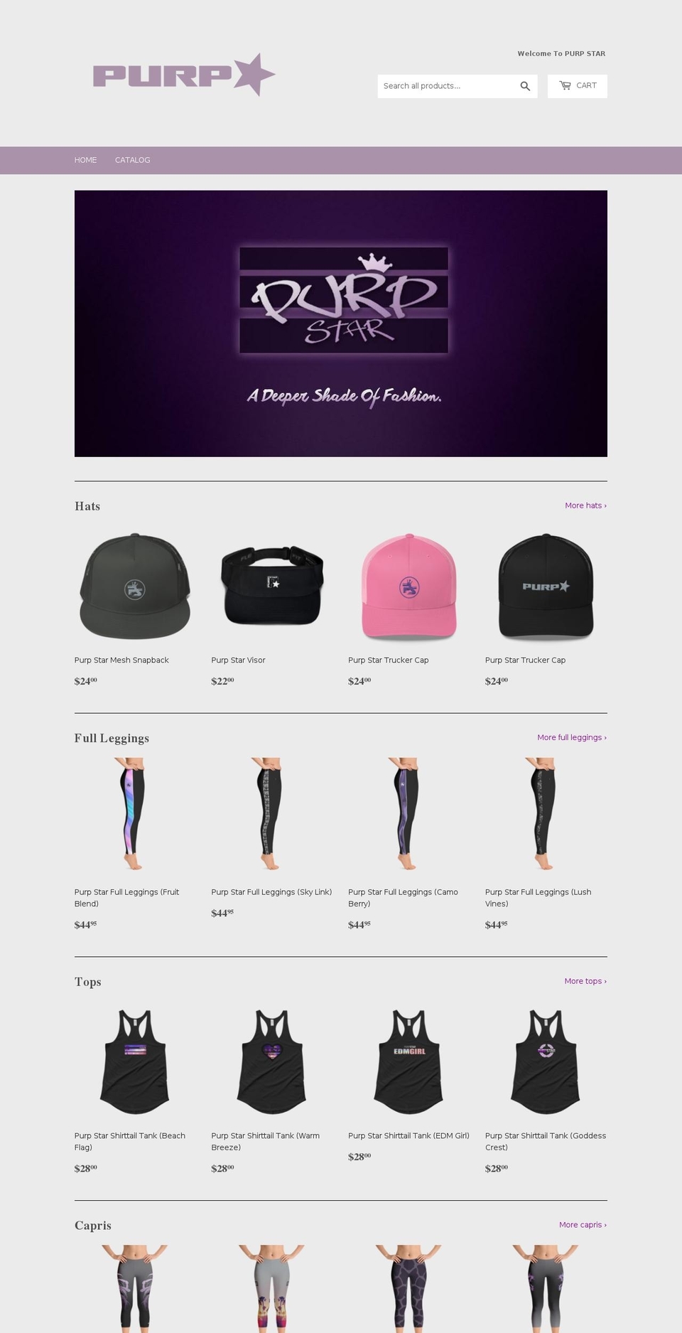 purpstarclothing.com shopify website screenshot
