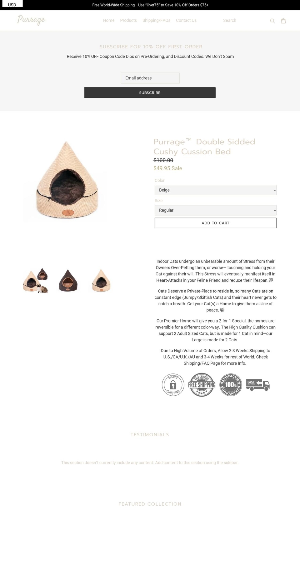 purrage.com — Shopify storefront screenshot