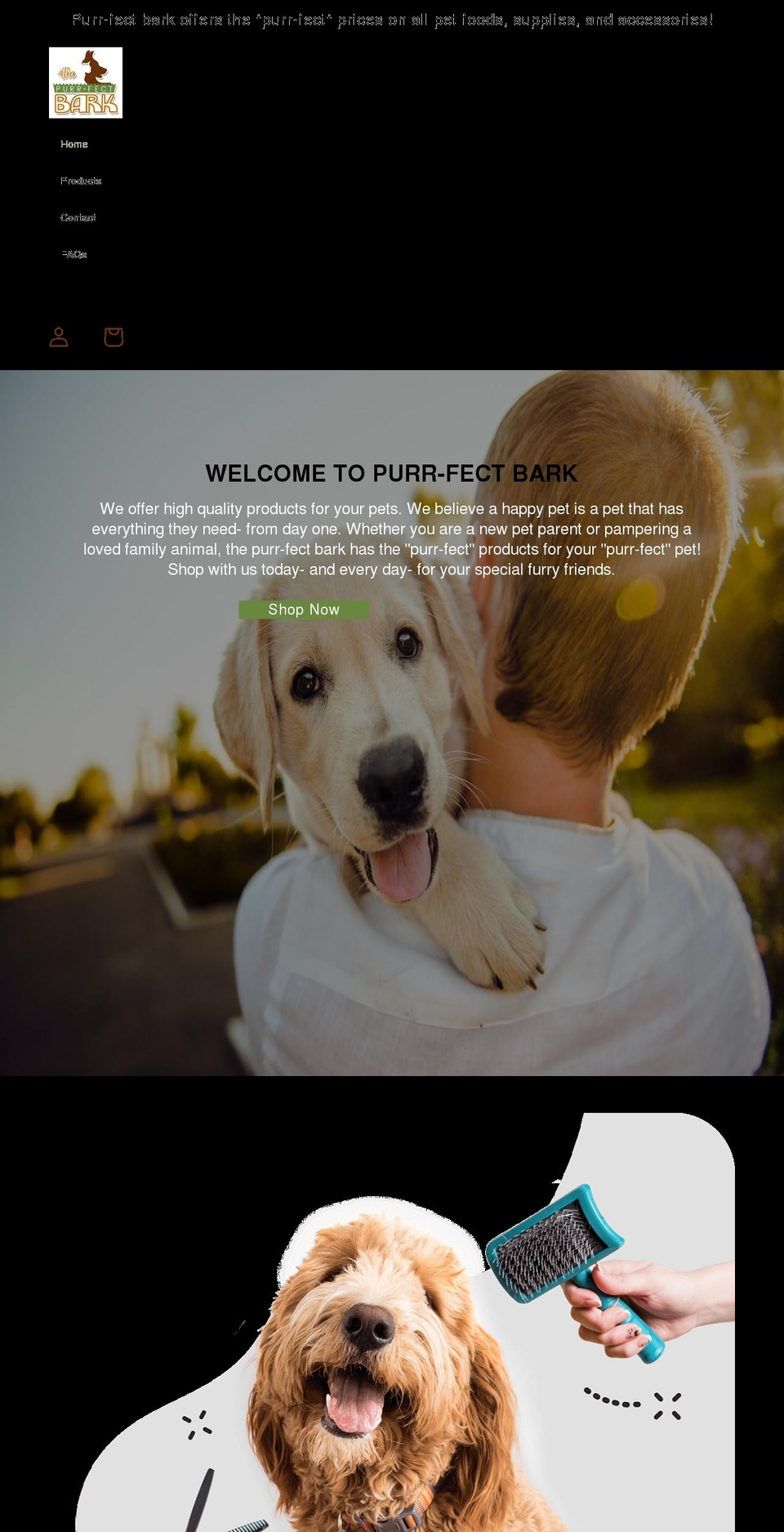 purrfectbark.com shopify website screenshot