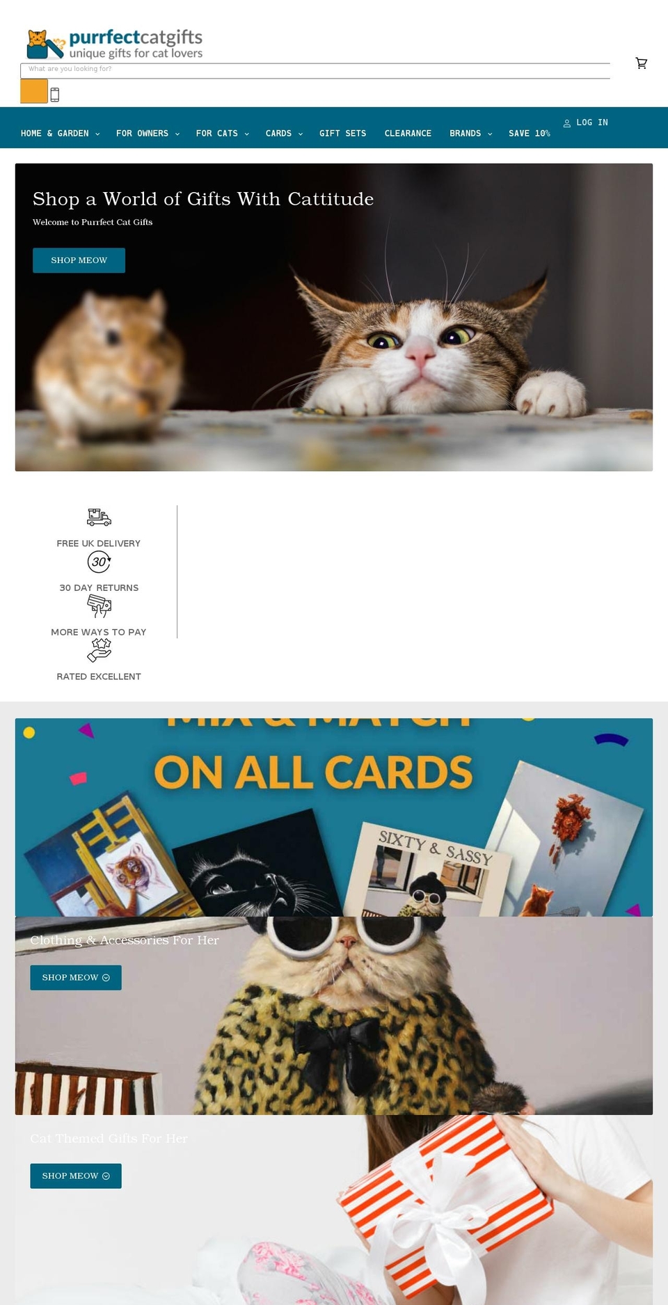 purrfectcatgifts.co.uk shopify website screenshot