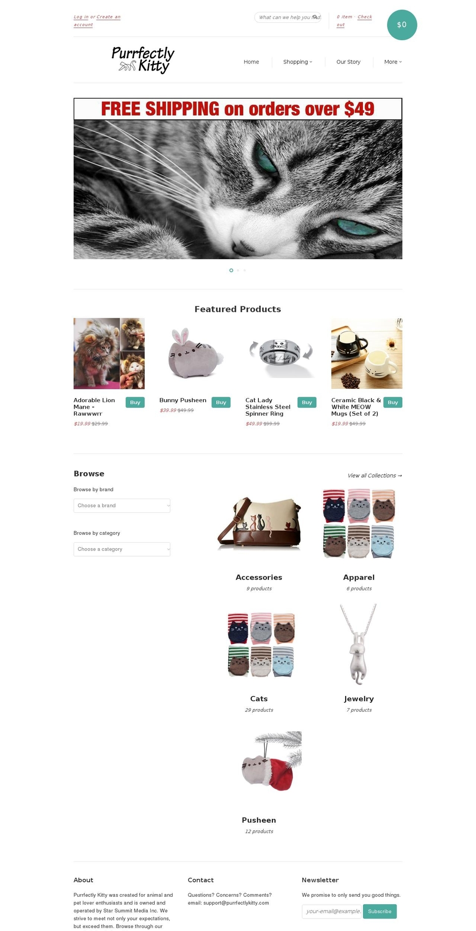 purrfectlykitty.com — Shopify storefront screenshot