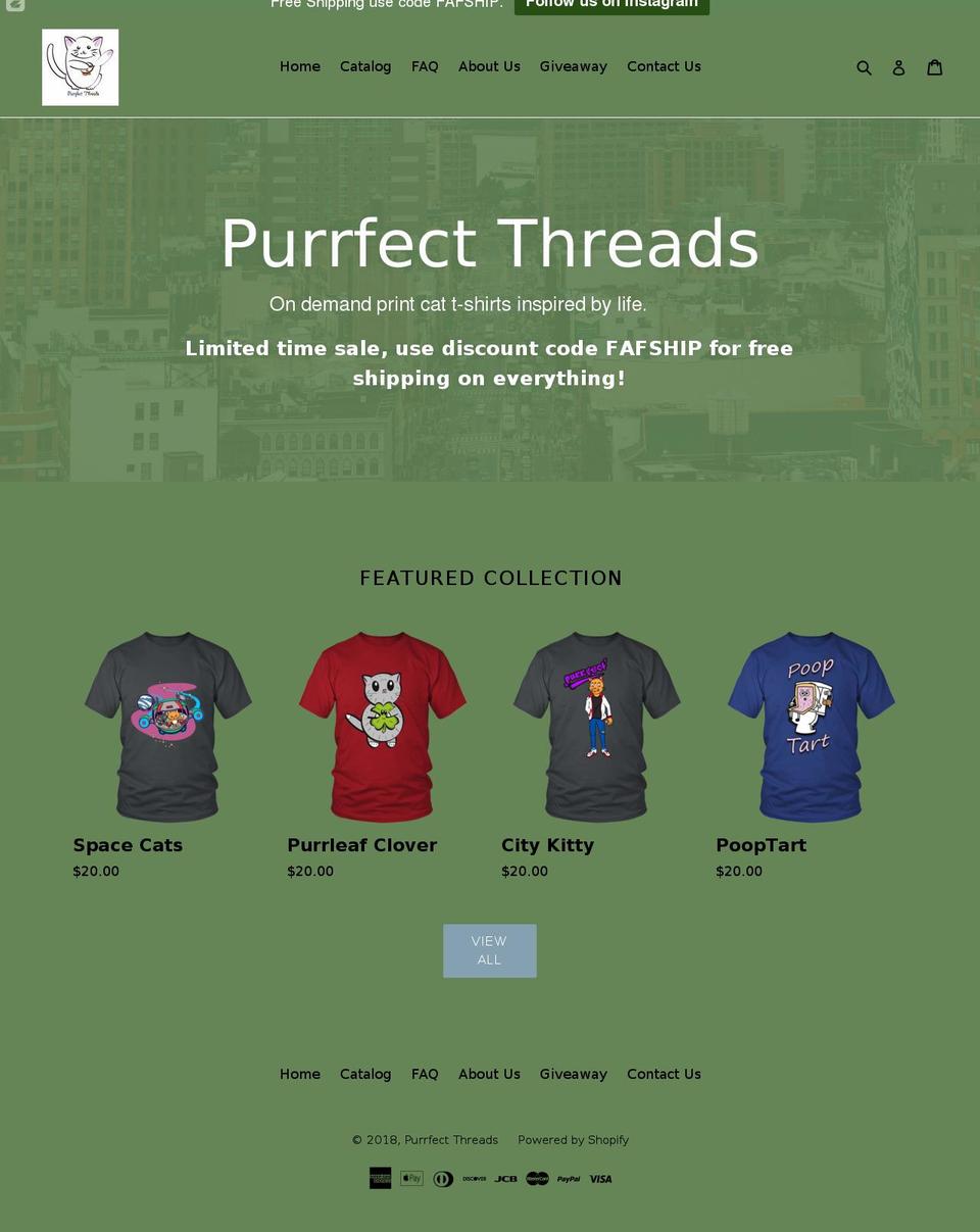 purrfectthreads.com — Shopify storefront screenshot