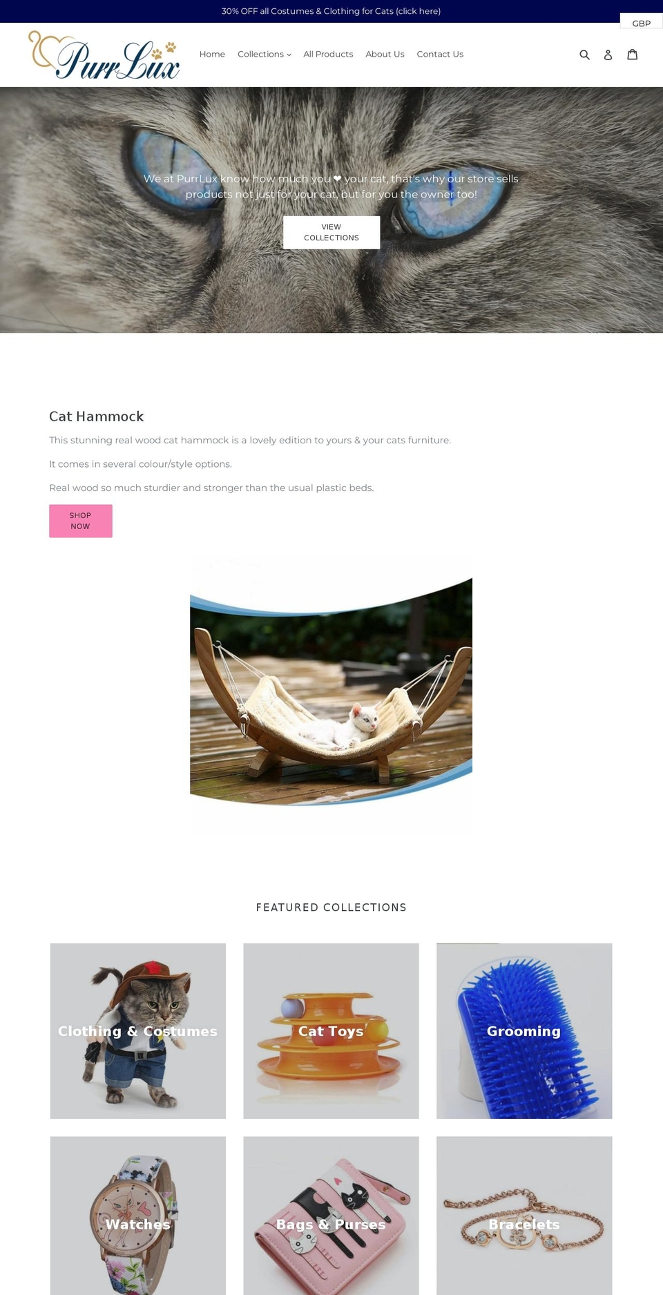 purrlux.com shopify website screenshot