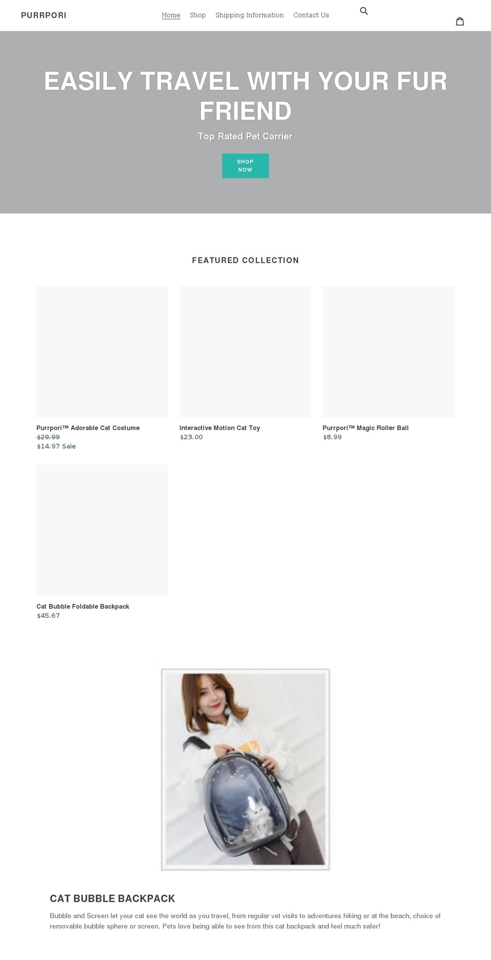 purrpori.com shopify website screenshot