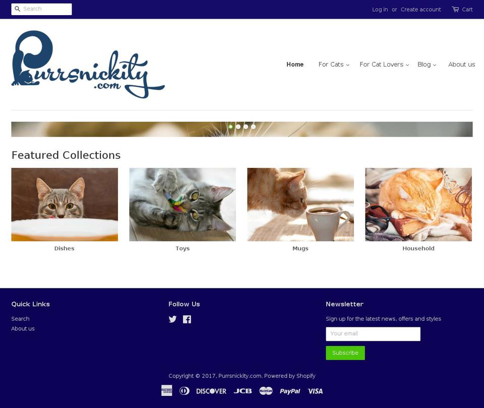 purrsnickity.com shopify website screenshot