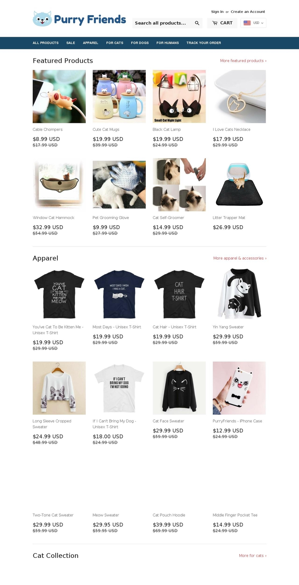 purryfriends.com — Shopify storefront screenshot