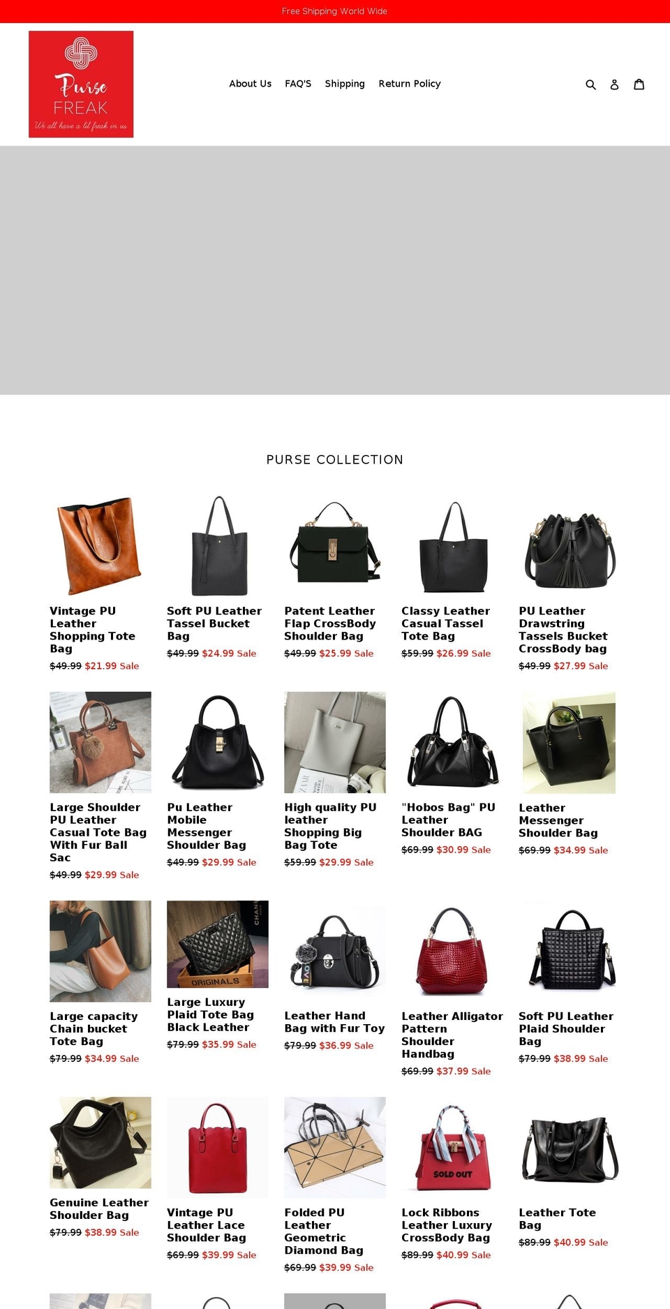 purse-freak.com — Shopify storefront screenshot