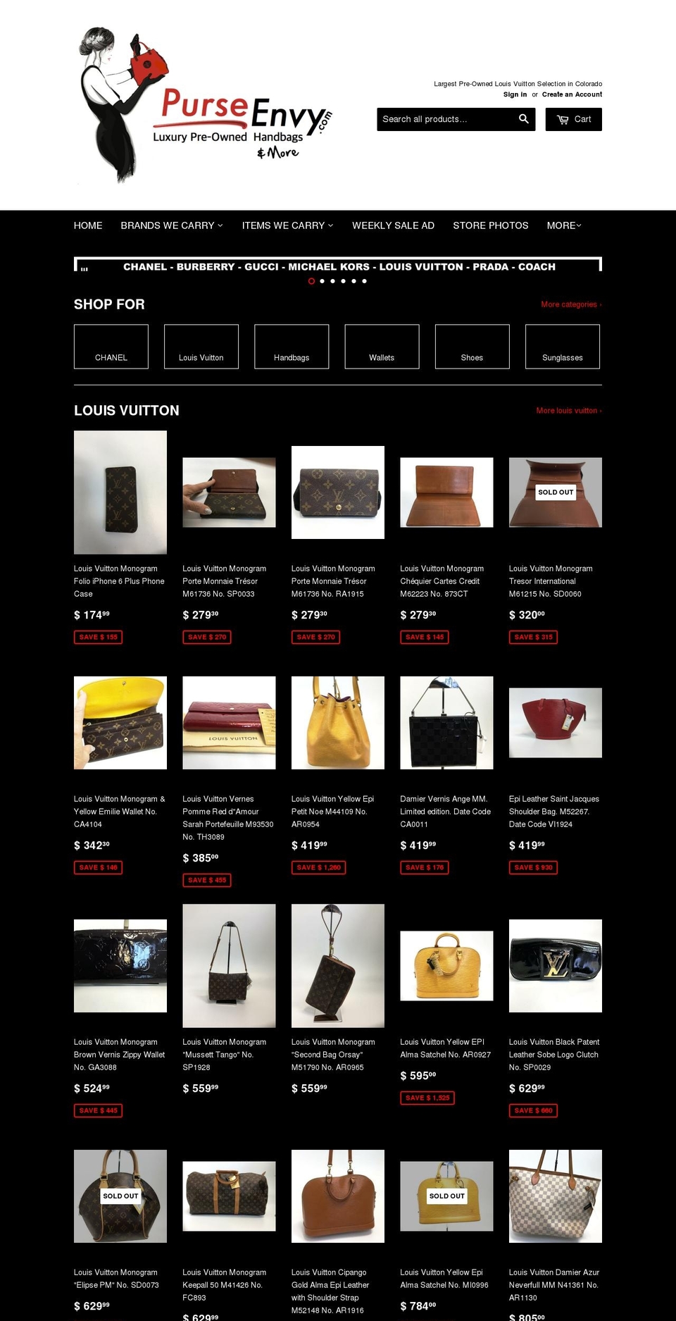 purseenvy.com shopify website screenshot