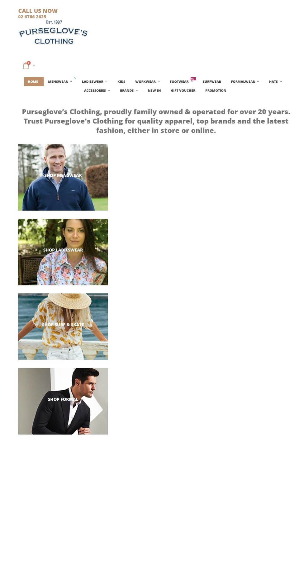 purseglovesclothing.com.au shopify website screenshot
