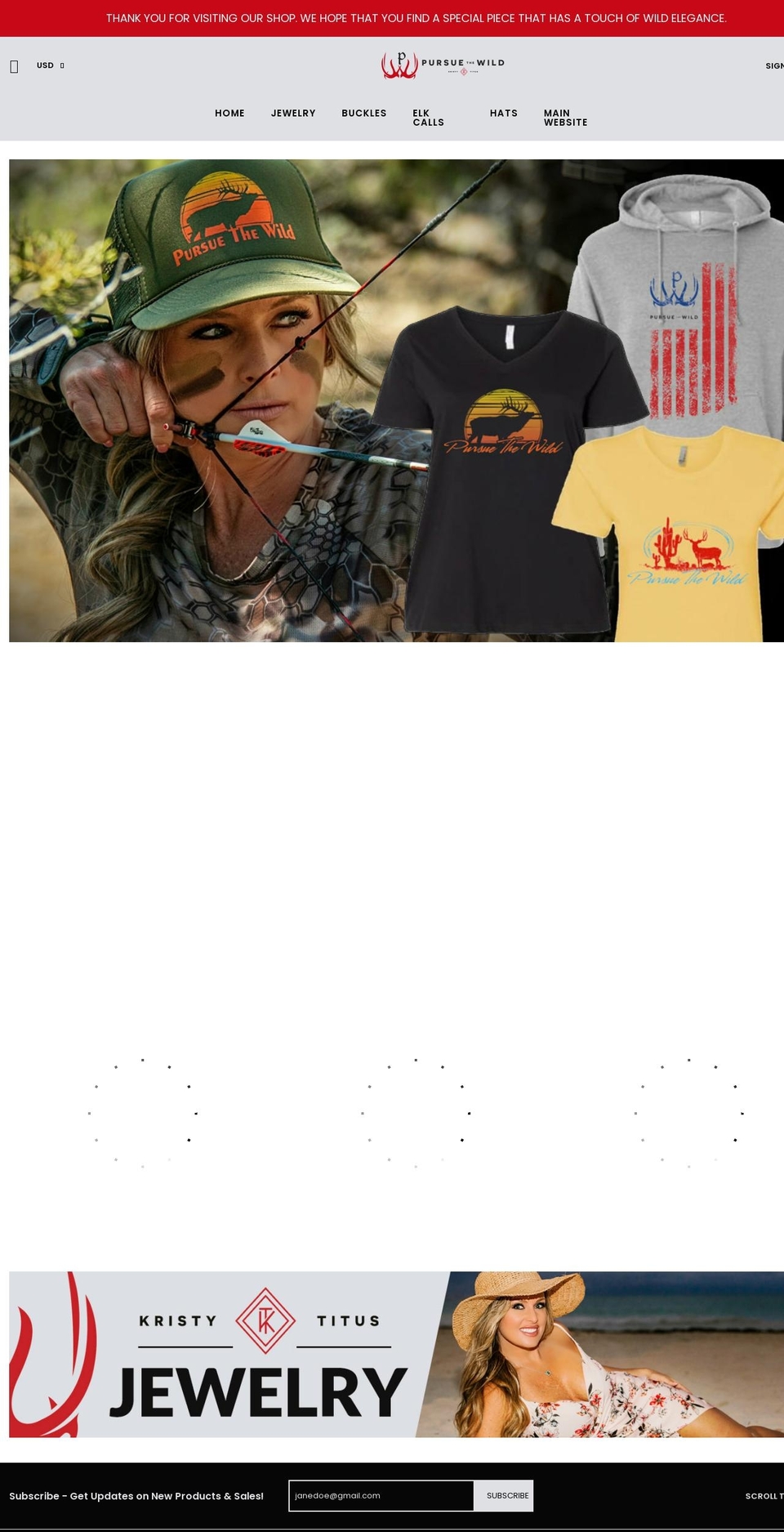pursue-the-wild.myshopify.com shopify website screenshot
