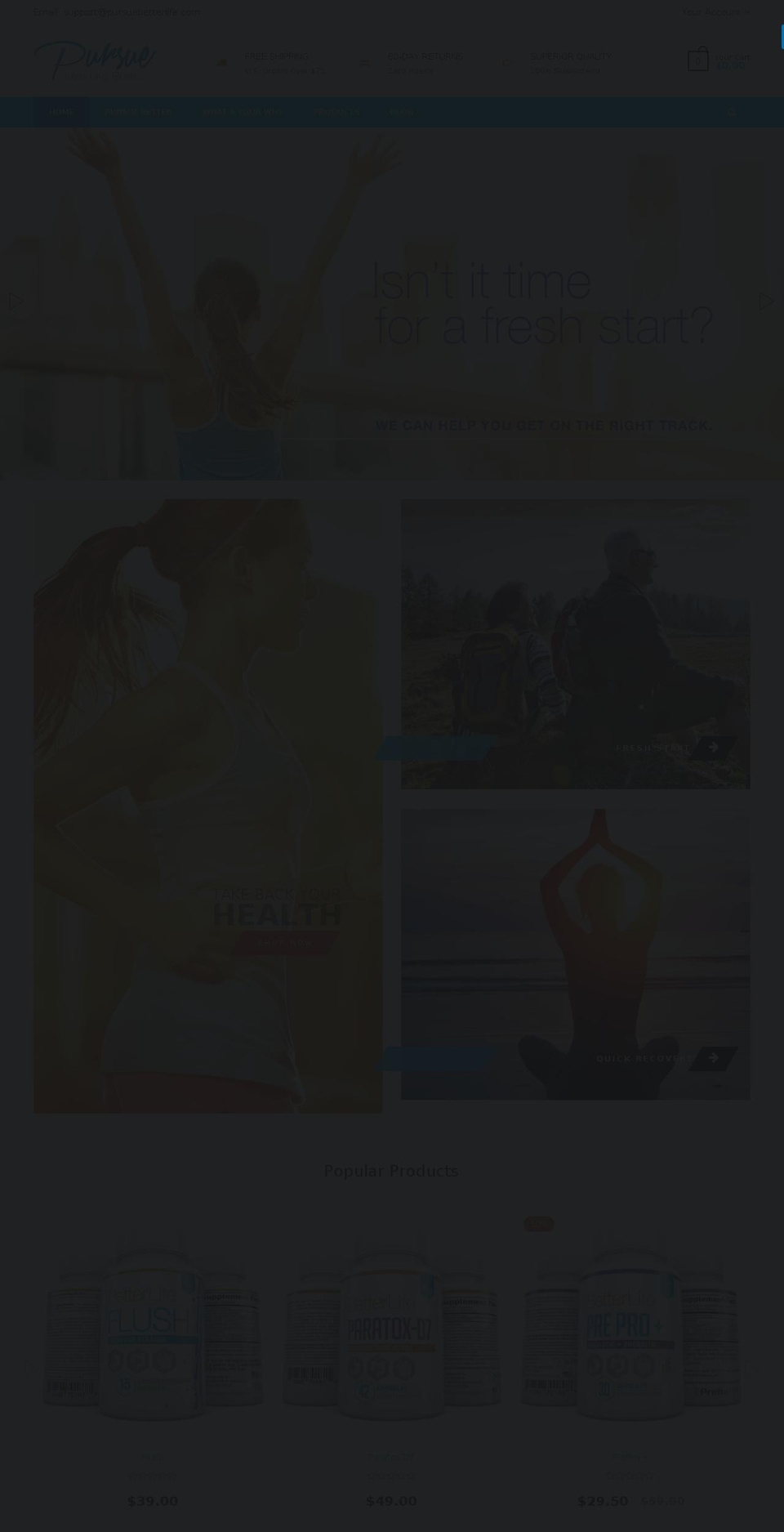 pursuebetterlife.com shopify website screenshot
