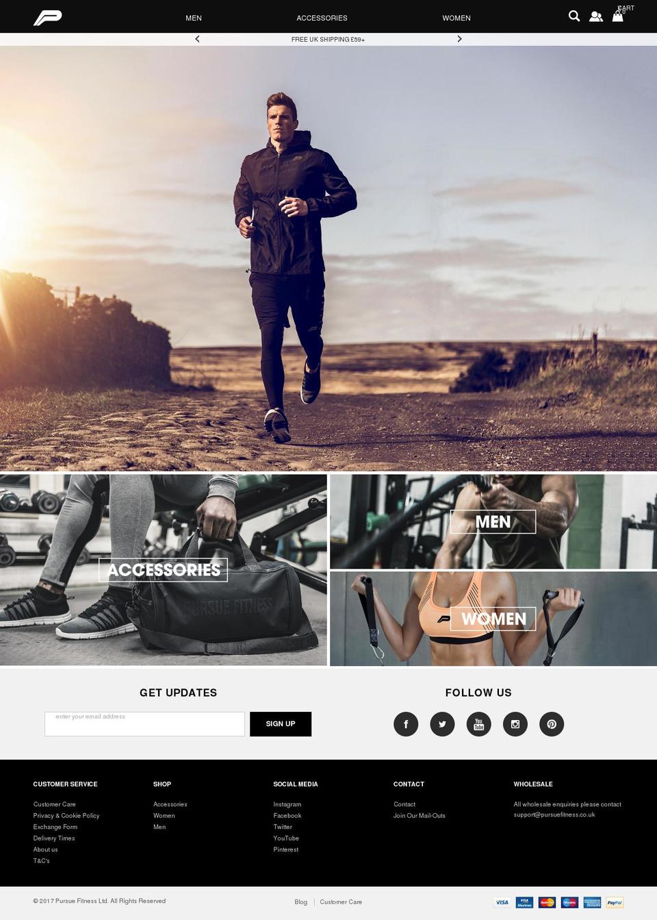 pursuefitness.co.uk shopify website screenshot