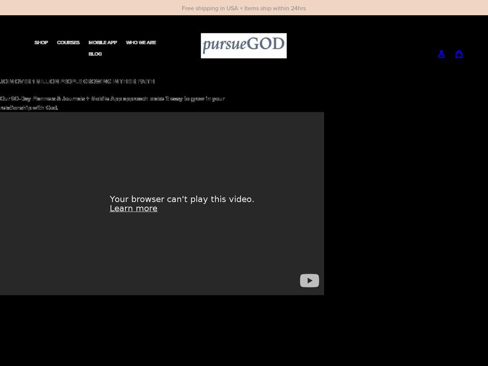 pursuegod.com shopify website screenshot