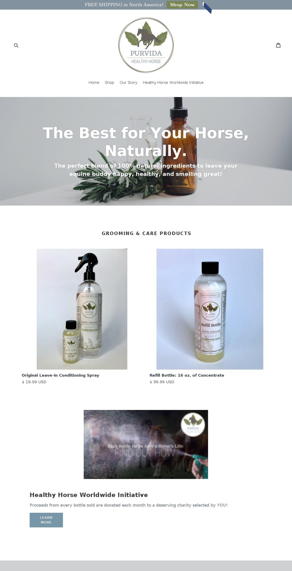 purvidahealthyhorse.com — Shopify storefront screenshot