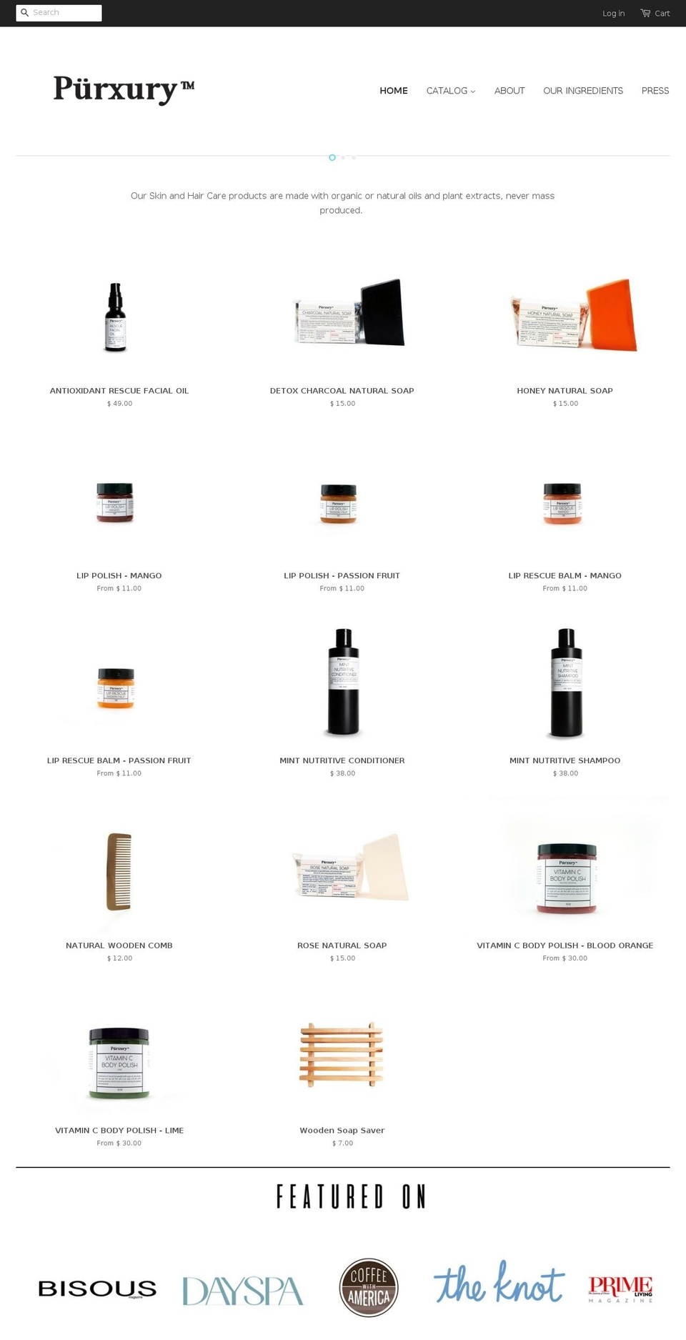 purxury.com shopify website screenshot