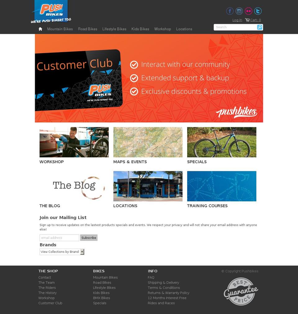 pushbikes.co.nz shopify website screenshot