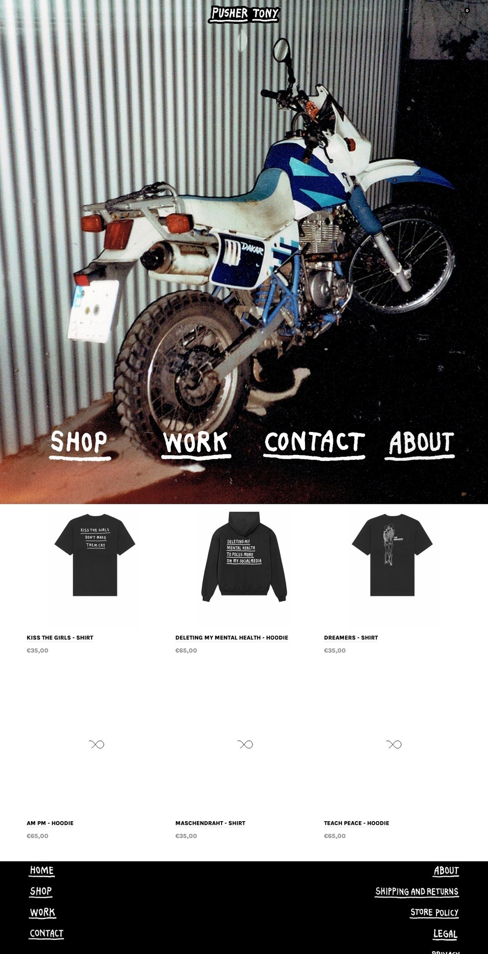 pushertony.com shopify website screenshot