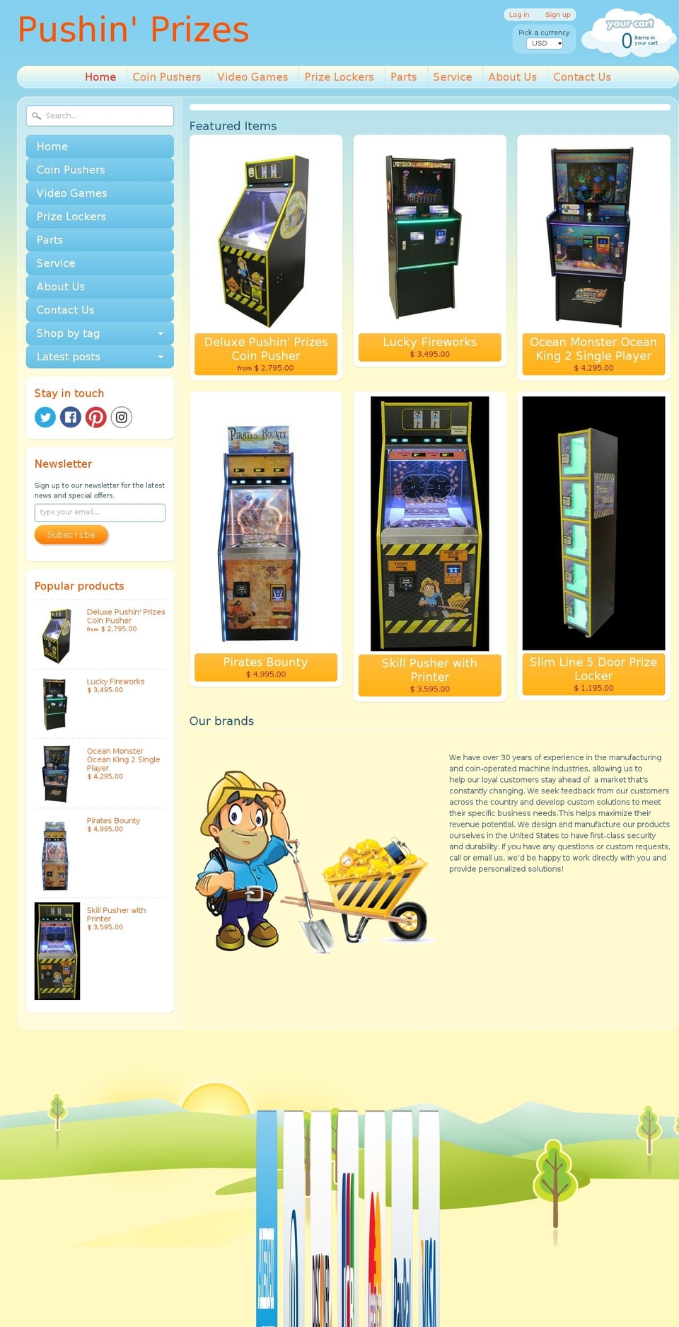 pushinprizes.com shopify website screenshot