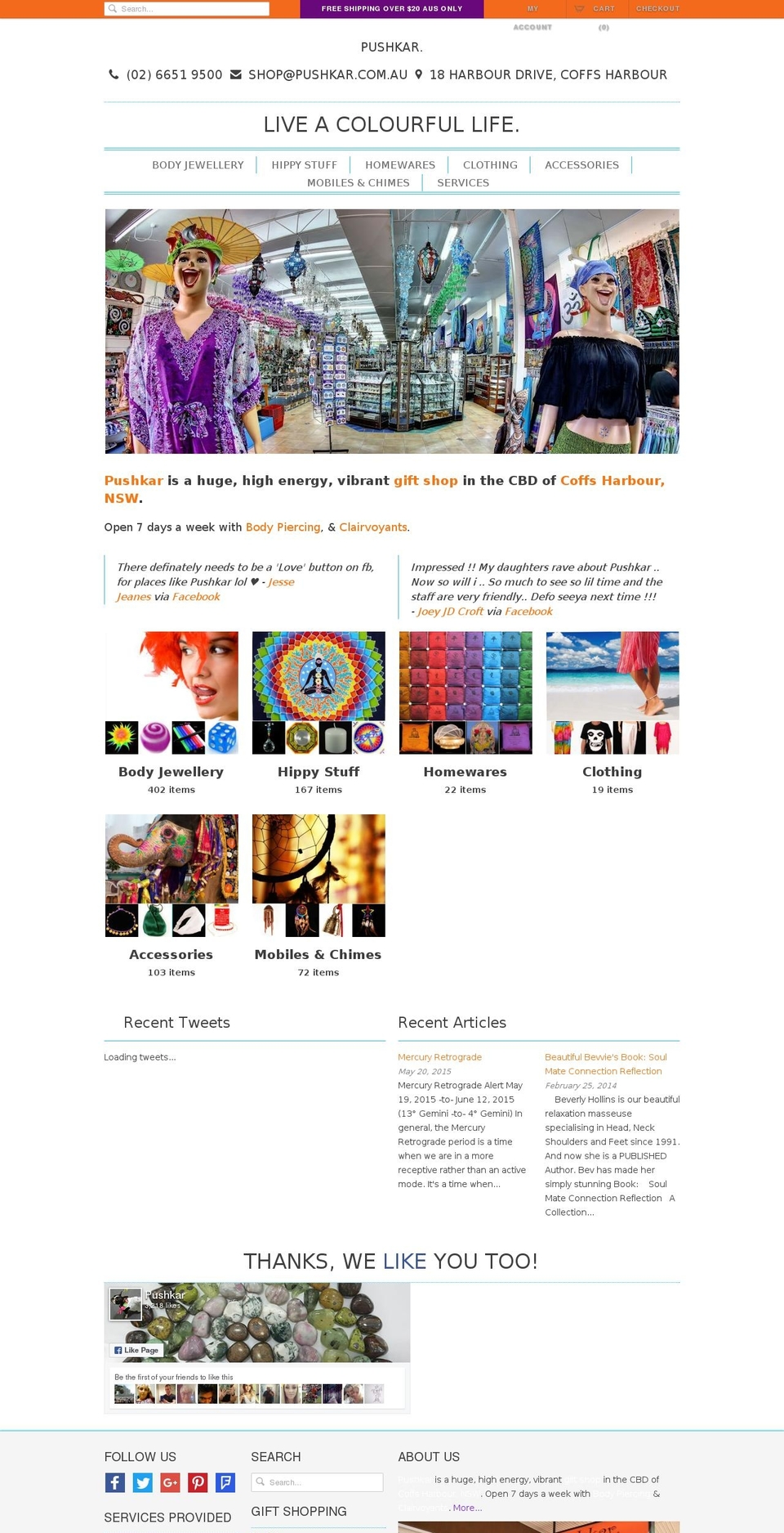 pushkar.com.au shopify website screenshot