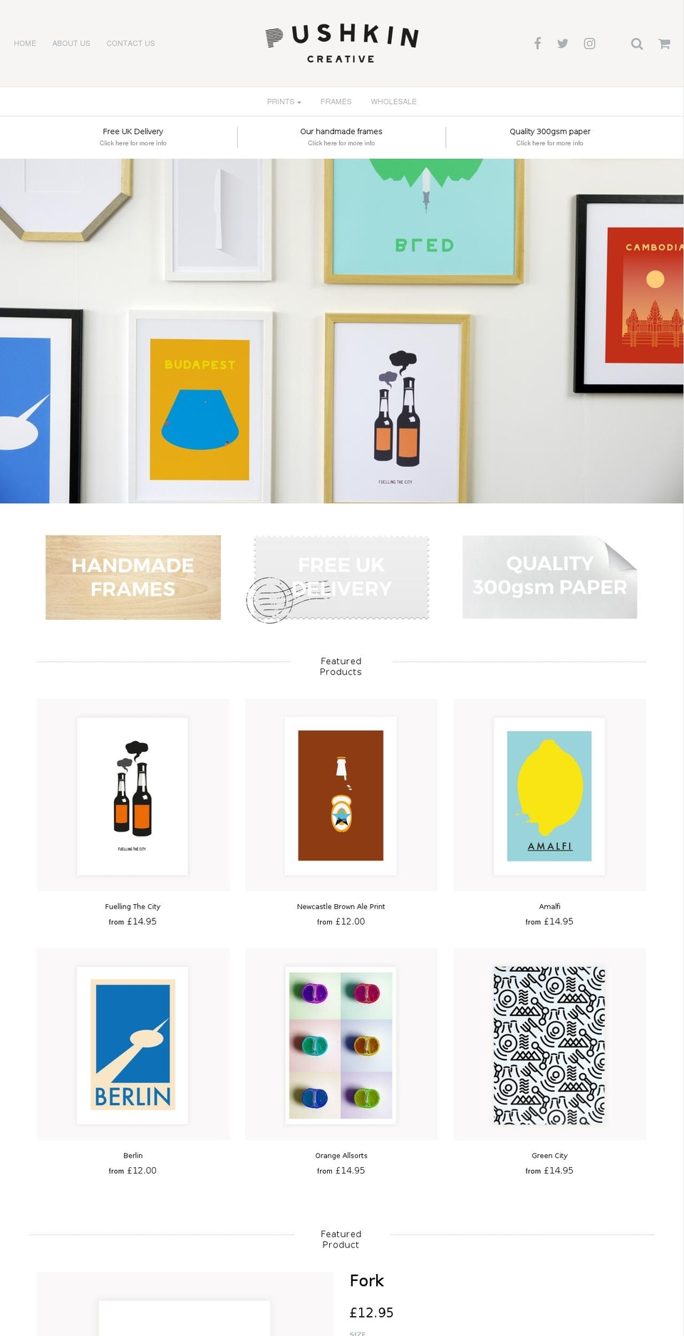 pushkincreative.co.uk shopify website screenshot