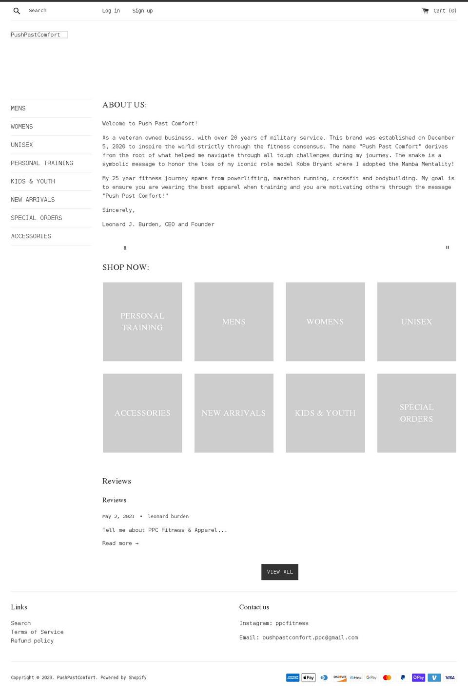 pushpastcomfort-ppc.com shopify website screenshot
