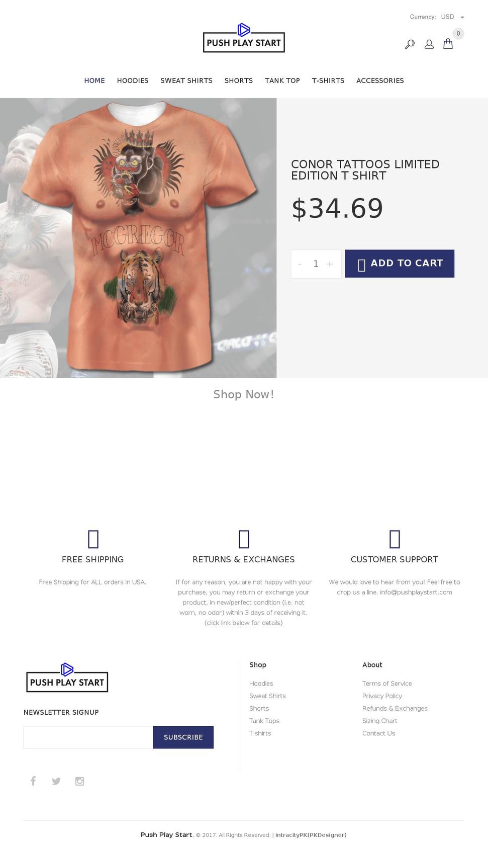 pushplaystart.com — Shopify storefront screenshot