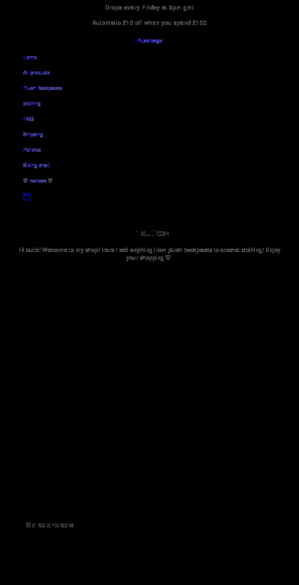 pussibagz.com shopify website screenshot