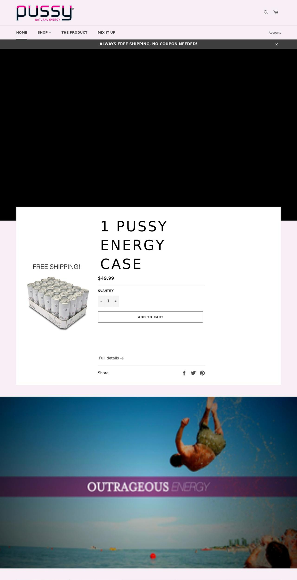 pussynaturalenergy.com shopify website screenshot