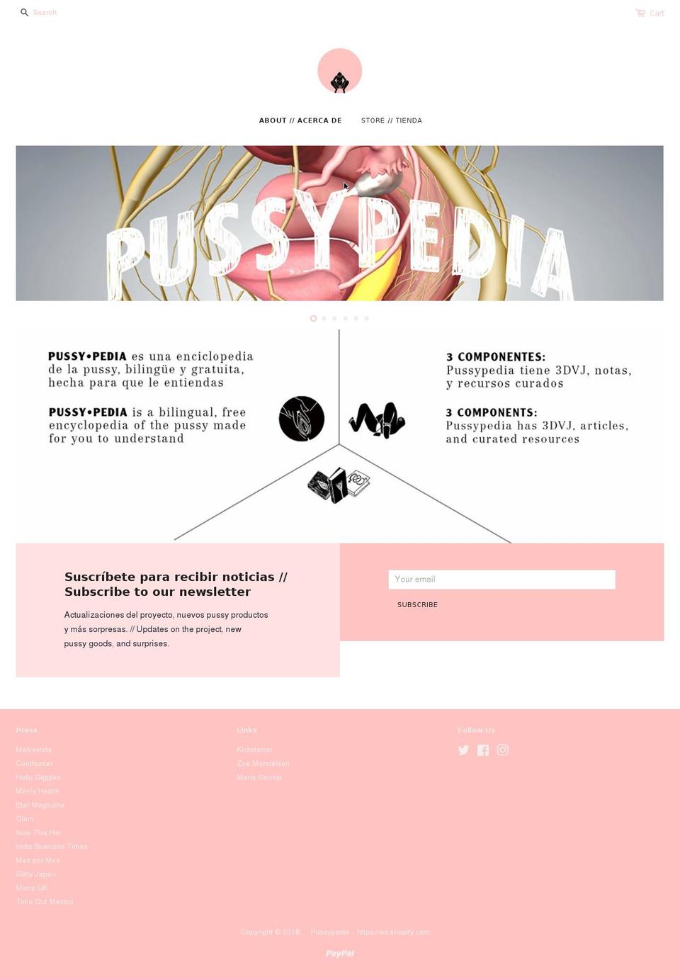 pussypedia.net shopify website screenshot